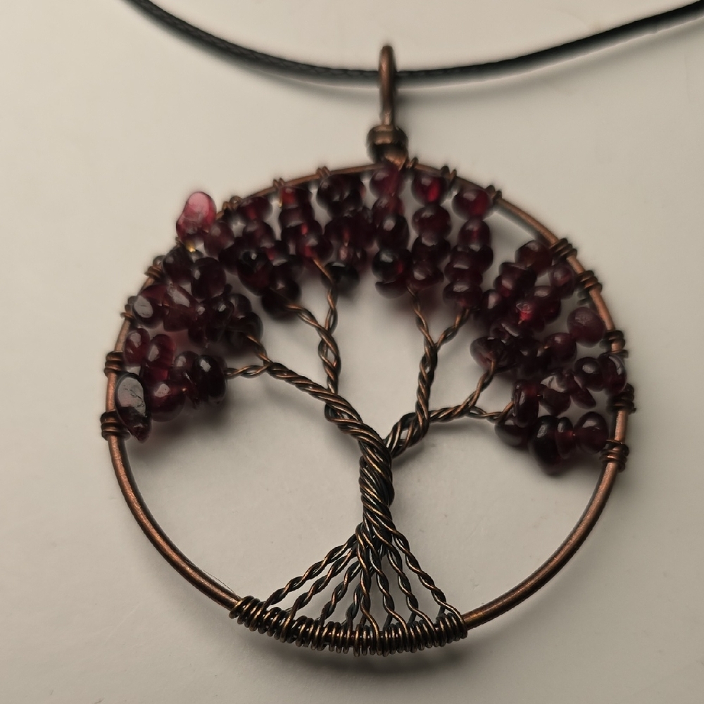 Artisan Garnet Tree of Life Necklace